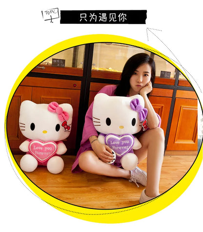 30cm Sanrio New KT Cat Doll Embracing Angel Kitty Cat Child Sleeping Pillow Cloth Doll Soft Plush Toy Room Decoration Gifts