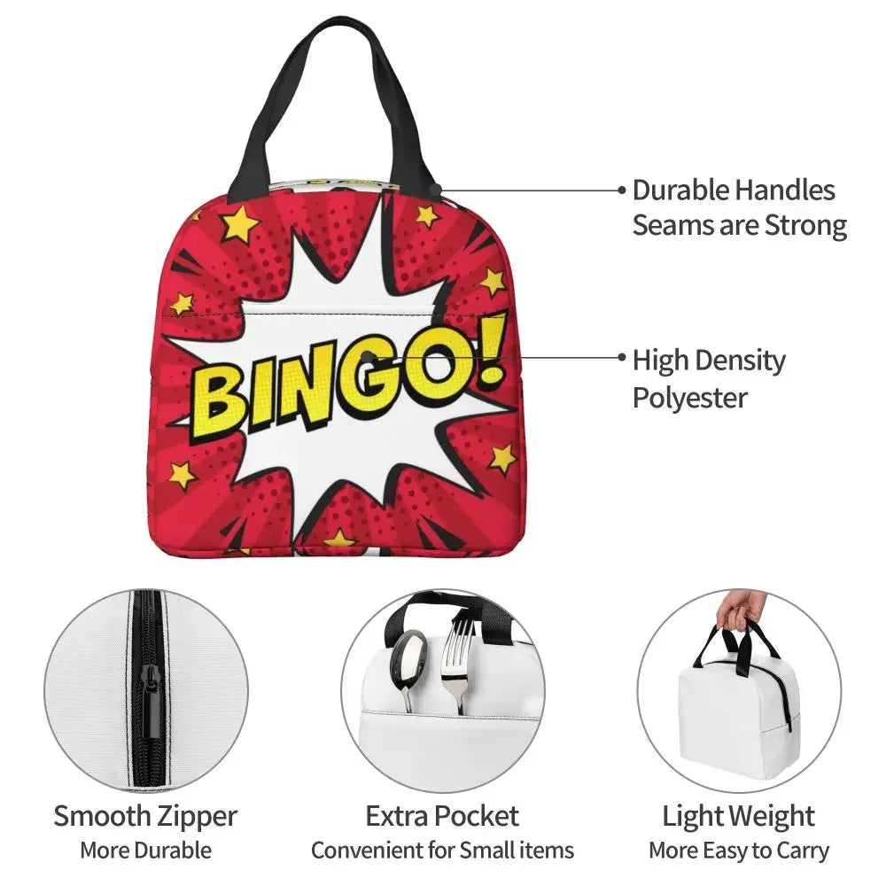 Hot Game Bingo Lunch Bag Leakproof Cooler Thermal Insulated Lunch Box For Women Kids School Beach Camping Travel Food Tote Bags