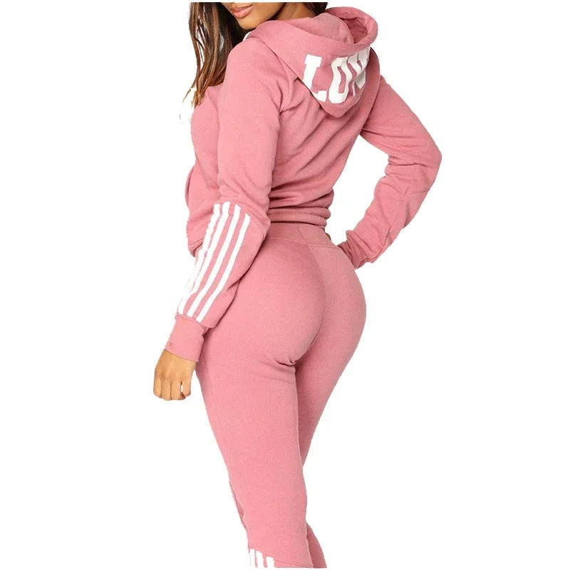 Spring Autumn New Womens Sweatshirt Set 2023 Hot Sale Fashion Zip 2 Pieces Suit High Quality Casual  Woman Pants Jogging Outfit