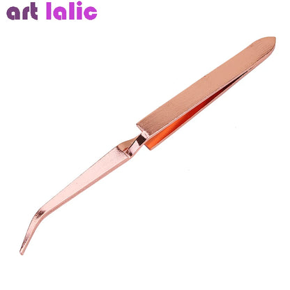 Rose Gold Nail Art Tool, Acrylic Gel Picking Tool, Anti-static Tweezers, Sculpting and Shaping, DIY Clip Manicure Tool