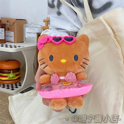 Sanrio Hello Kitty Plush Doll Keychain Pendant Cartoon Kt Cat Stuffed Plushies Key Ring Bag Accessories Girls Gift Kids Toys