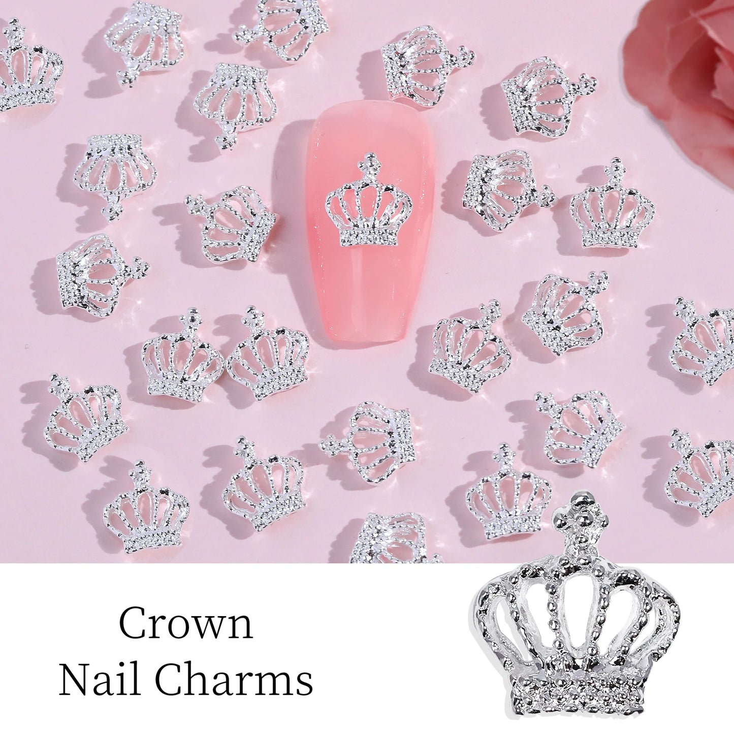 20pcs Crown Design Nail Charms With Rhinestones Nail Art Accessories Nail Art Supplies For Women And Girls Nail Art Jewelry