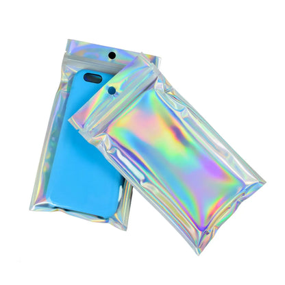 10/30/50PCS Laser Ziplock Bags For Necklace Phone Earphone Storage Bag Clear Plastic Jewelry Data Cable Packaging Bubble Mailers