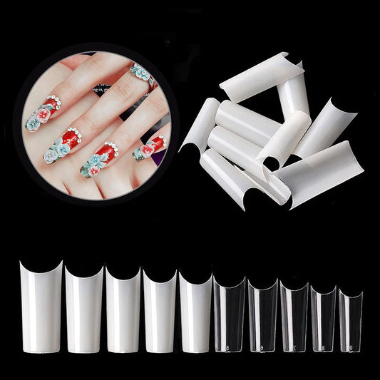 500 Pcs Half French False Nail Art Tips C Curved Fake Nails Acrylic UV Gel  Tip Manicure Ultra Flexible