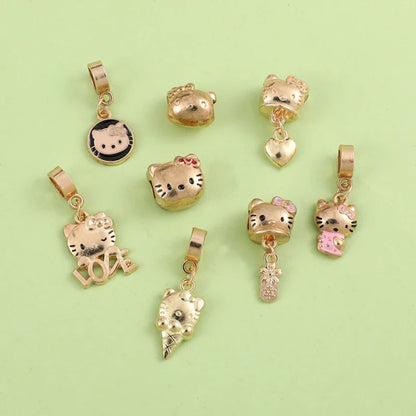 Hello Kitty Gold Plated Bracelets With Charms for Women High Quality Fashion Jewelry for Girl Kawaii Sanrio Party Gifts