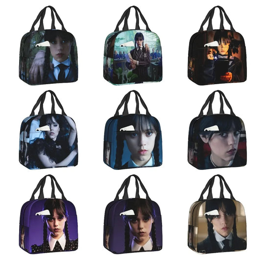 Wednesday Addams Insulated Lunch Bags for Camping Travel Comedy Horror TV Leakproof Thermal Cooler Lunch Box Women Children