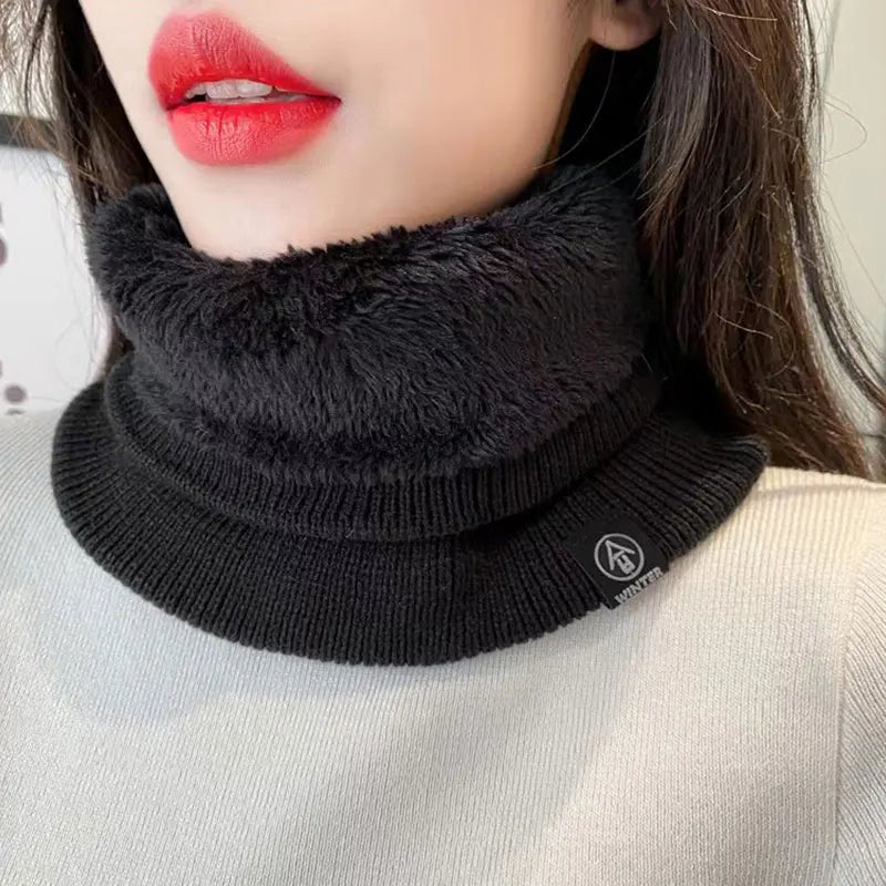 Fashion Women Knitted Scarf Solid Cashmer Like Winter Snood Scarves Lady Warm Wool Fur Thick Unisex Men Neck Scarfs Ring