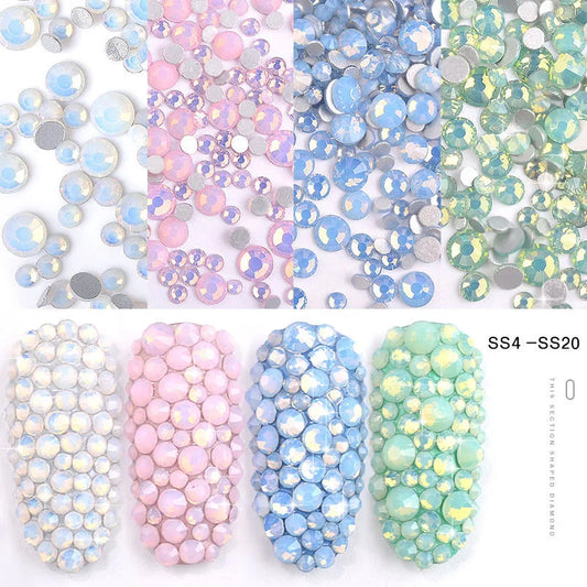 1Bag 350pcs Mixed Size ss6-ss20 Blue/Green/Pink/White Opal 3D Crystal Nails Art Rhinestone,Flatback Glass Nail art Decoration