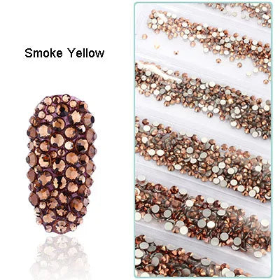 1728 Pcs/bag SS4-SS12 6-Sizes Mixed Round Nail Drill Adhesive Flat-bottomed Crystal Glass Mobile Phone Case Iron Diamond Mater