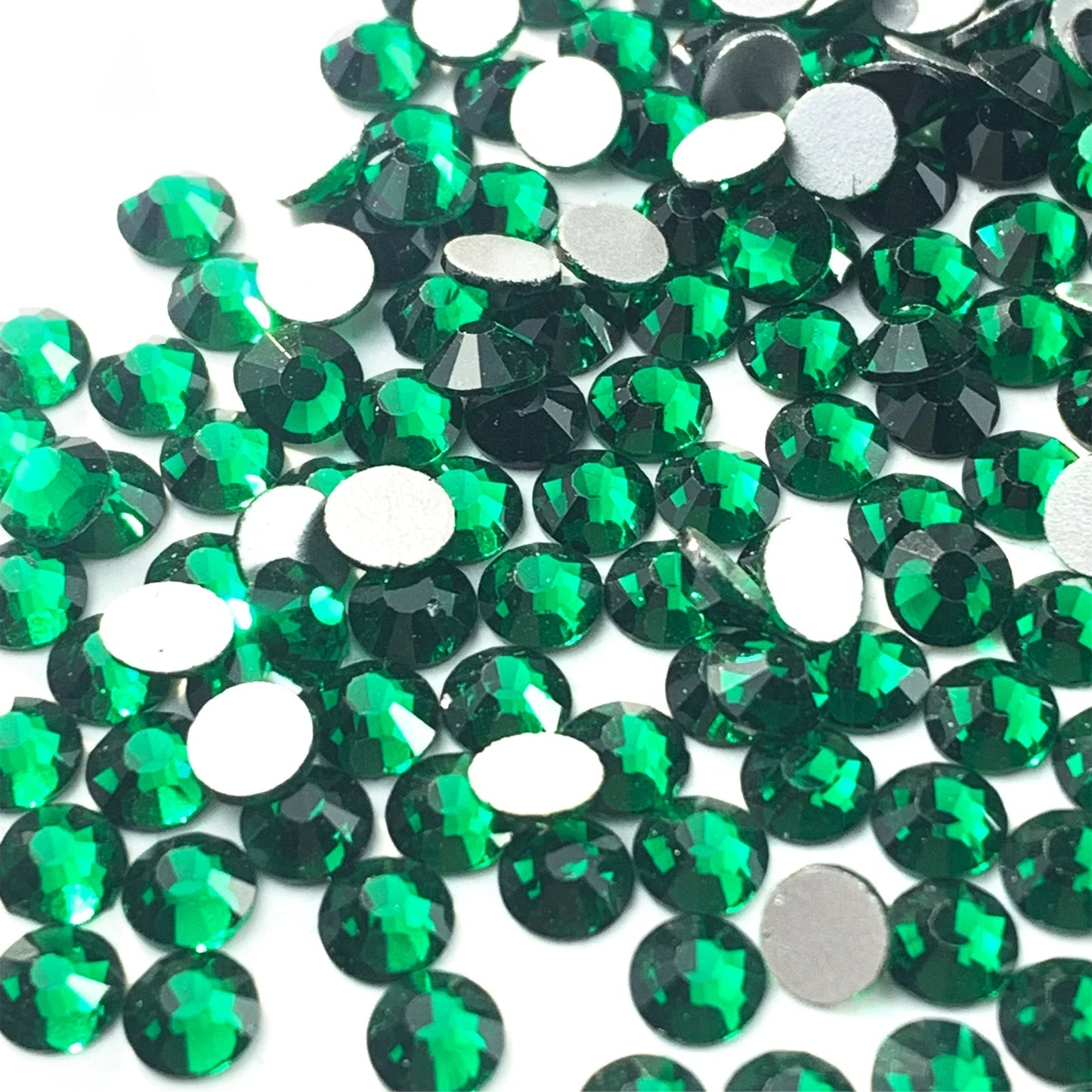 14400 Emerald Glass Non Hotfix Rhinestone SS3-SS30 Green Flatback Crystal Rhinetones Glue on Diamond Strass DIY Nail Accessories