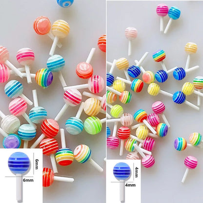 50pcs Miniature Lollipop/ 1:12 kawaii charm for Nails, Crafts, Jewelry/ Cute 3D Studs Charms Jewelry, 3D Lollipop Charms