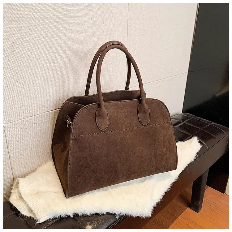 Ladies' Top-handle Bag High-end Feel Niche Design Large Capacity Vintage Commute Handbag For Autumn/winter Season