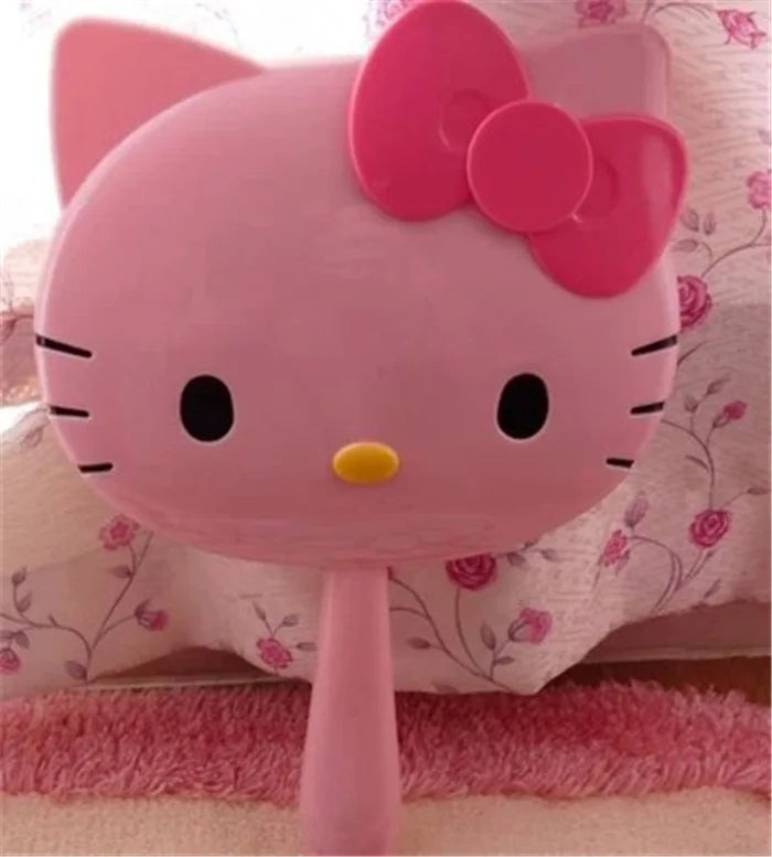 Cartoon Sanrio Hello Kitty Handheld Makeup Mirror Kawaii Kt Cat Handle Make Up Mirrors Girl Birthday Gift