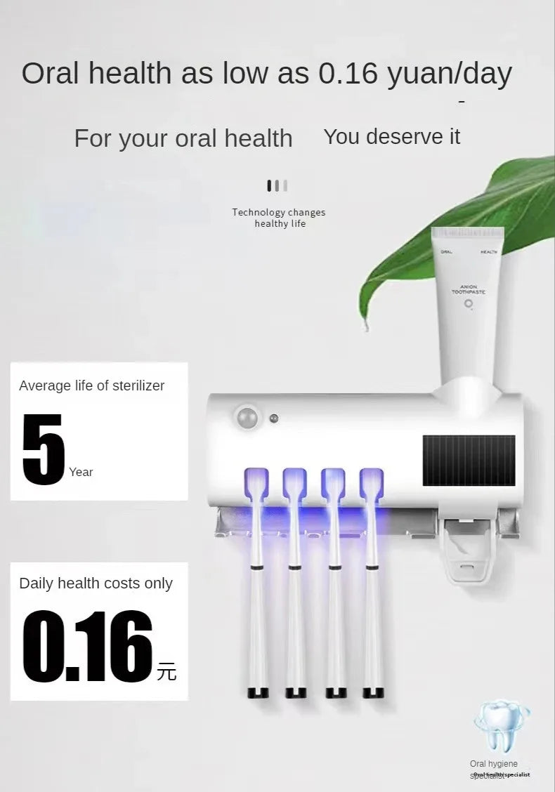 Holder Automatic Toothbrush Toothpaste Dispenser Set Dustproof Sticky Suction Wall Mounted Toothpaste Squeezer for Bathroom