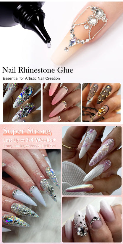 BORN PRETTY Nail Rhinestone Glue 30ML Gel Nail Glue for Nail Charm 3D Nails Bling Gel for Decoration Nails Gems Nail supplies