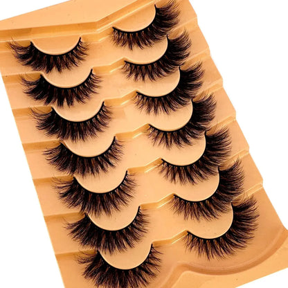 New 7 Pairs Lashes 3D Mink Fluffy Eyelashes Short Lasting Thick Wispy Natural Lashes Dramatic Volume Lashes Extension Thick Long