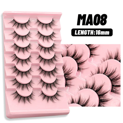 GROINNEYA 5/7 pairs Eyelashes  Manga Lashes  Natural False Lashes Fluffy Soft Cross  Fairy Little Devil Lashes Extension Makeup