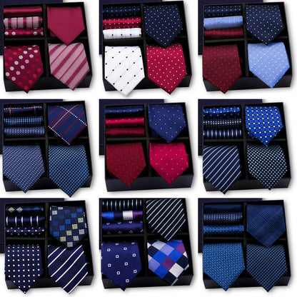 Luxury Men's Tie 3 Sets In Gift Box Paisley Striped Necktie Handkerchief For Men Gravata Wedding Formal Clothing Accessories