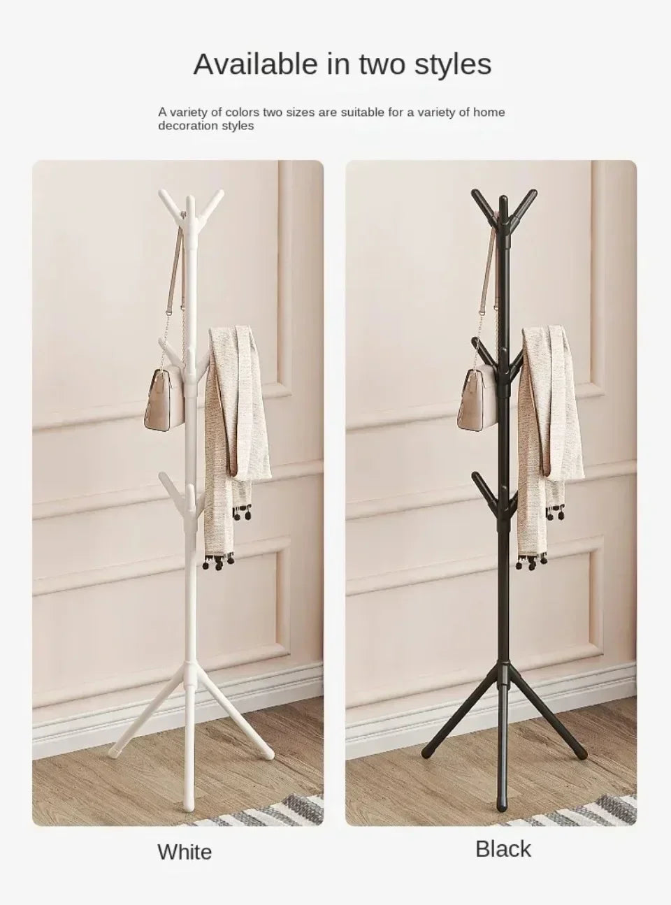 Clothes and Hats Rack Floor To Floor Bedroom Coat Hook Bedroom Vertical Tree Branch Shape Holder Hat Scarf Handbag Storage Hange