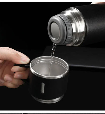 500ML Stainless Steel Vacuum Flask with Business Style Shimmering Design, Coffee Mug Thermos Bottle with Portable Carafe