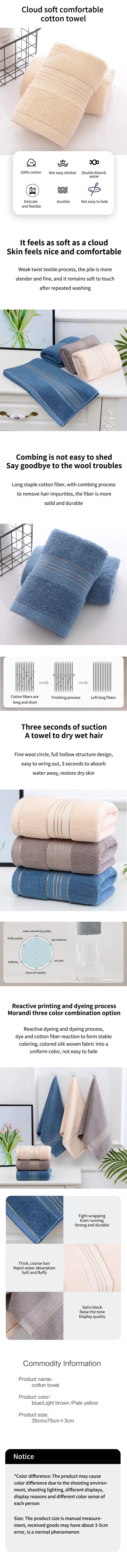 2 Towels Thickened Absorbent Towel Pure Cotton Quick Absorbent Soft Quick Dry Thickened Face Towel