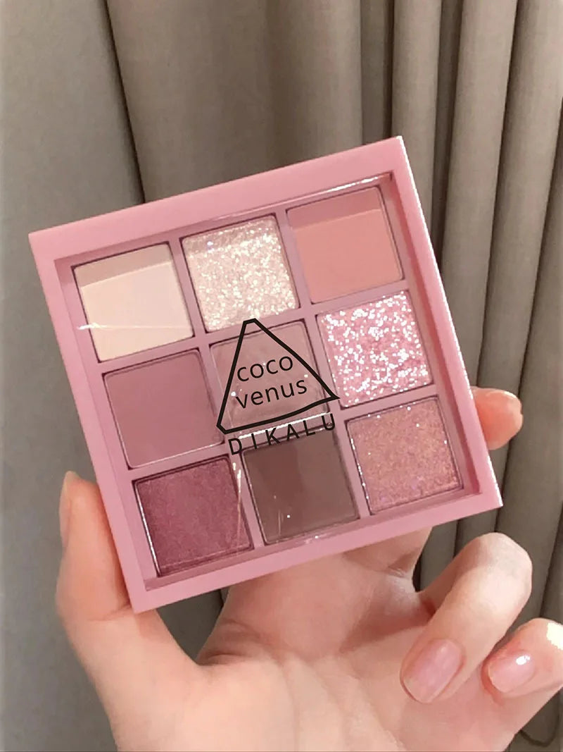 New Smoke Rose 9 Colors Eyeshadow Palette Pearlescent Matte Earth Color Eye Shadow Makeup Palette Waterproof Korean Makeup