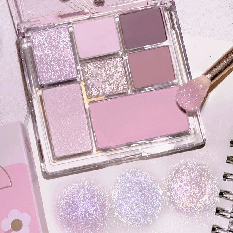 Pink Black Color Shimmer Eyeshadow Palette Glitter Sequins Shiny Eye Shadow Eye Pigments Millennial Style Girls Makeup Pallete