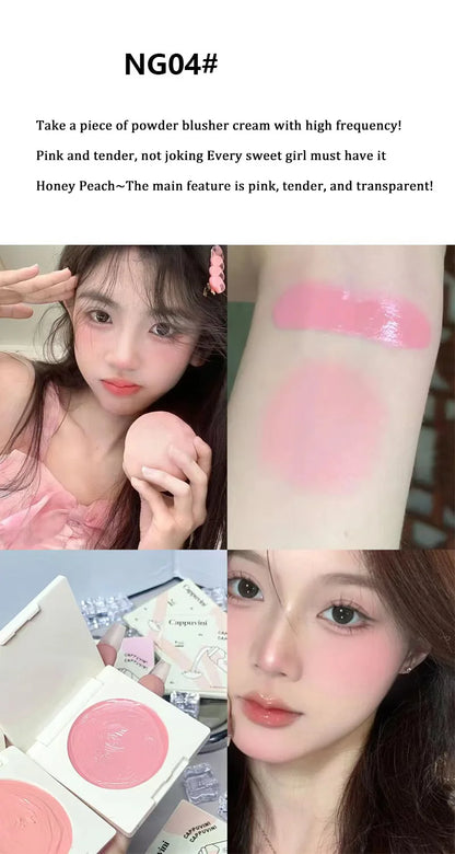 Peach Pink Creamy Blush Cheek Rouge Contouring Brighten Skin Tone Waterproof Multi-purpose Eyeshadow Blusher Girl Feeling Makeup