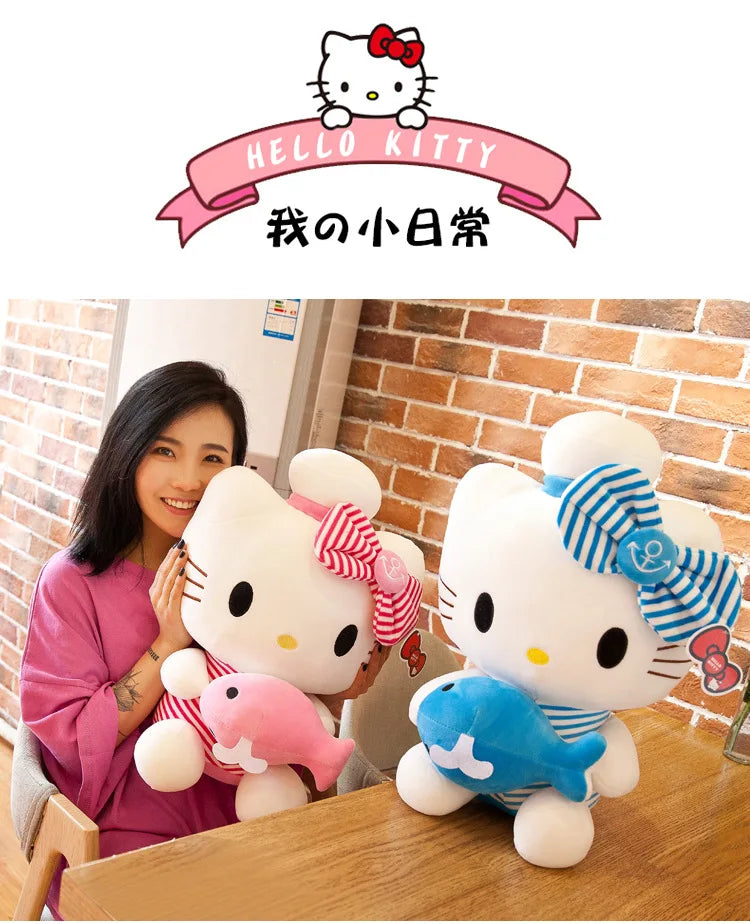 30cm Sanrio New KT Cat Doll Embracing Angel Kitty Cat Child Sleeping Pillow Cloth Doll Soft Plush Toy Room Decoration Gifts