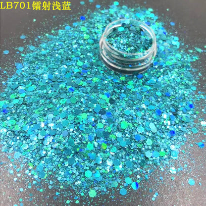 24 Colors Holographic Chunky Glitter 24 Colors Total Laser Nail Glitter Flakes Chunky Holographic Laser Nail Glitter