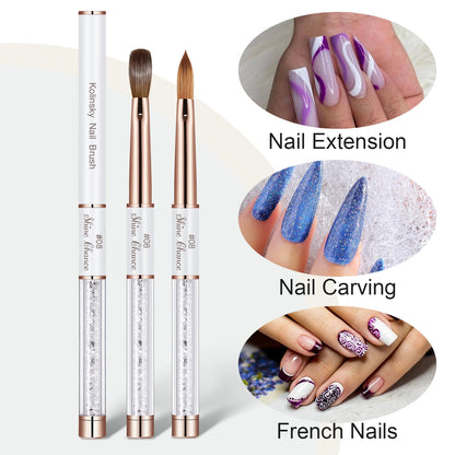 100% Kolinsky Sable Nail Acrylic Brush UV Gel Carving Pen Brush Liquid Powder Nail Drawing Nail Brush Acrylic Powder