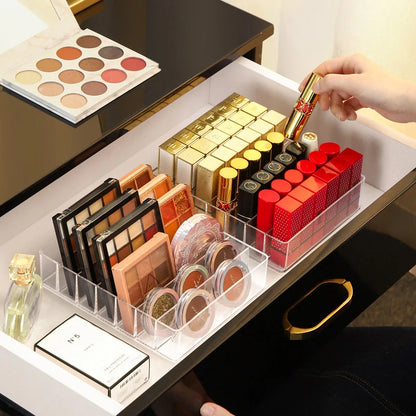 7 Grid Storage Box Clear Plastic Makeup Cosmetic Stand Holder Makeup Lipstick Eyeshadow Palette Storage Organizer