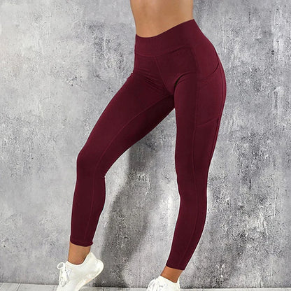 Women Sports Leggings Gym Pocketed Yoga Pants Fitness Running Pants Stretchy Sportswear Plus Size Sports Gym Yoga Pant for Women