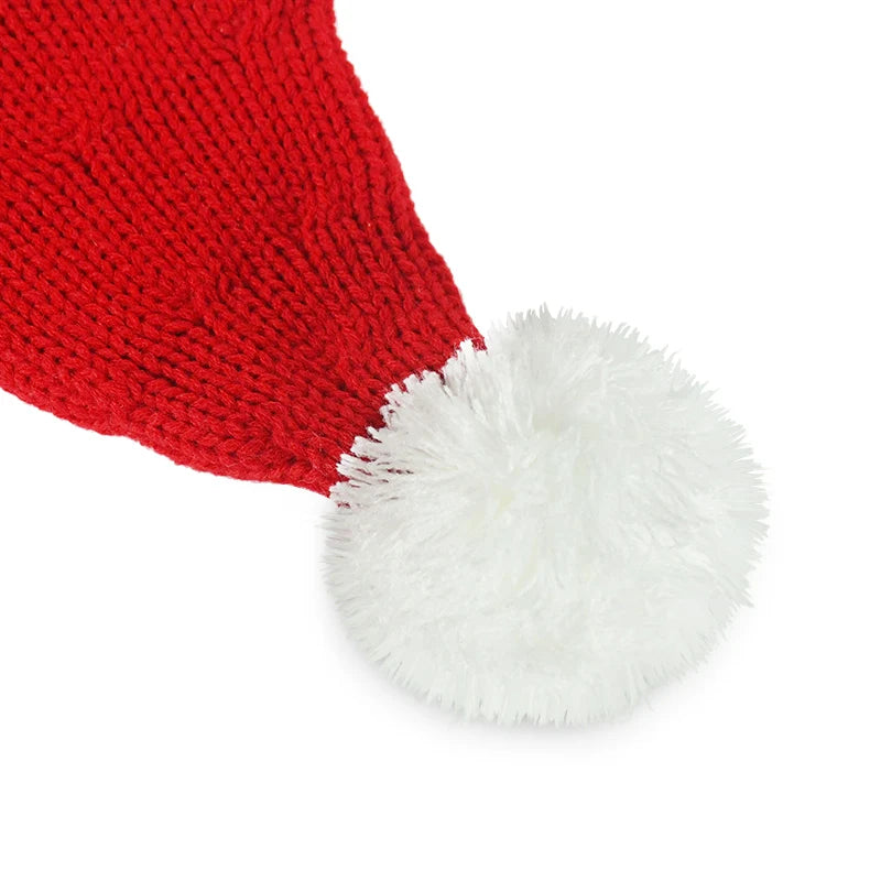 2024 Knitted Christmas Hat Cute Pompom Adult Child Soft Beanie Santa Cap New Year Party Kids Gift Navidad Natal Noel Decoration