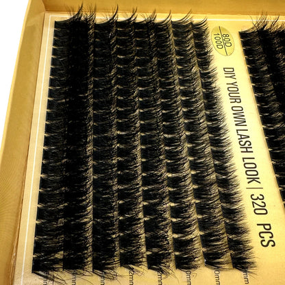 16Rows 320Bundles 5D Fluffy Lashes Cluster 60/80/100D Thick Eyelash Russia Curl Wispy Individual Lashes 8-16mm Eyelash Extension