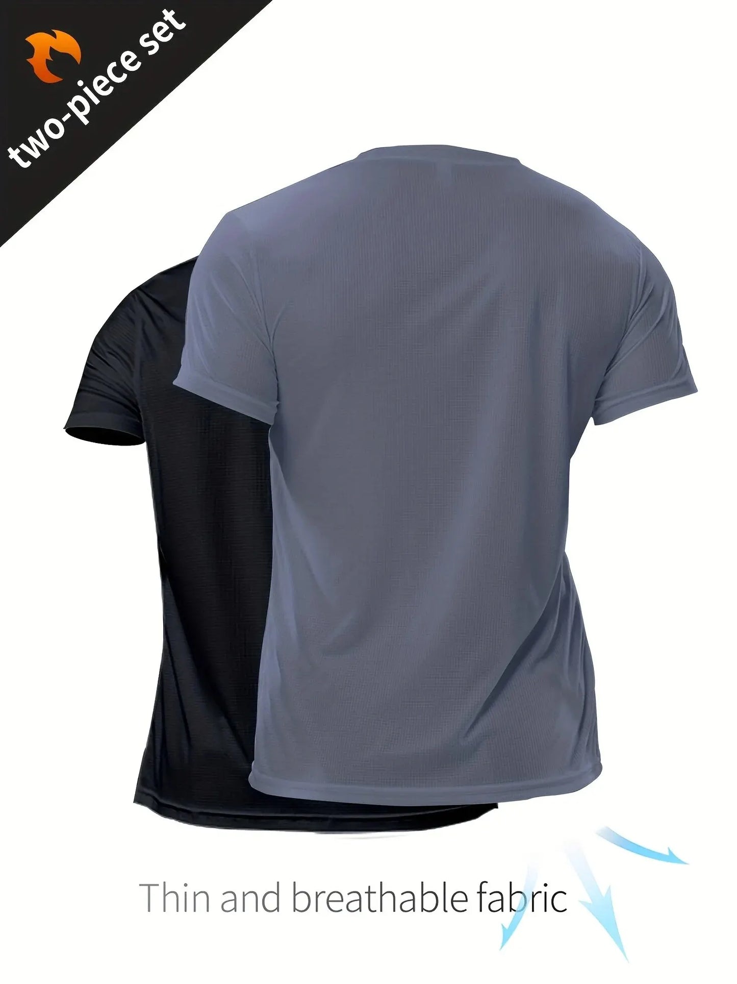 2pcs Quick-drying Compression T-shirt for Men - Lightweight and Breathable Sports Shirt for Outdoor Gym, Running, and Fitness