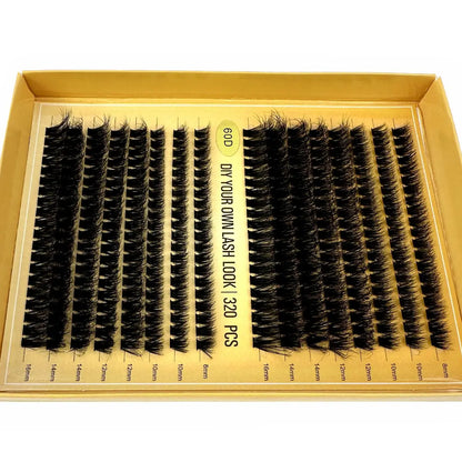 16Rows 320Bundles 5D Fluffy Lashes Cluster 60/80/100D Thick Eyelash Russia Curl Wispy Individual Lashes 8-16mm Eyelash Extension