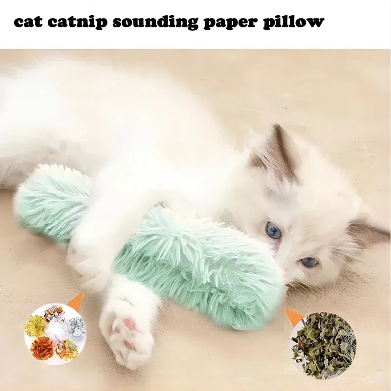 Plush Pillow Cat Toys Catnip Sounding Paper Pet Interactive Self-healing Chew Toy Cat Supplies