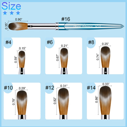 4pcs Kolinsky Acrylic Nail Brush Good Quality Nail Art Mink Brush Wood Handle Gel Builder Manicure Brush Drawing Tools