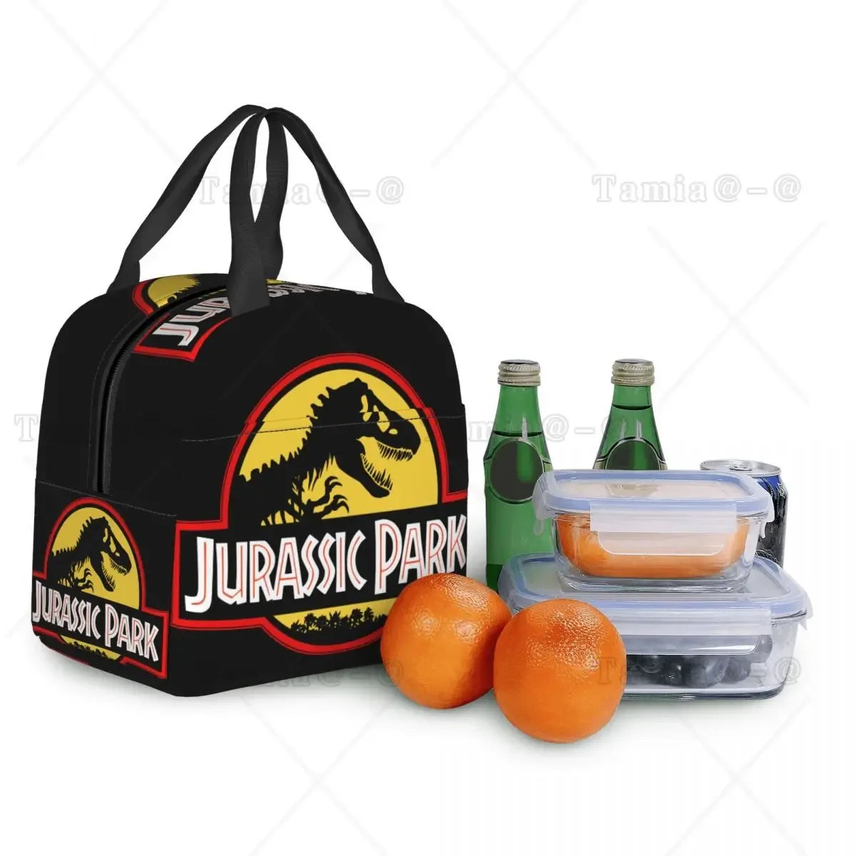 Custom Jurassic Park Dinosaur Print Lunch Bag Men Women Cooler Thermal Insulated Lunch Box for Adult Office