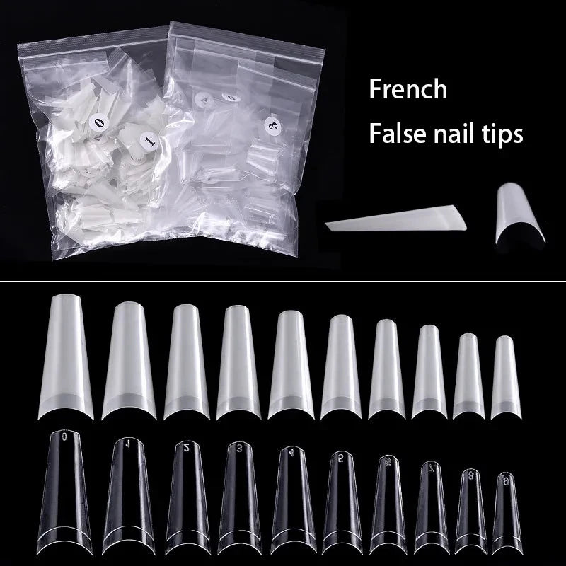 500pcs False Nail Art Tips French Natural Transparent Coffin False Nails Tips Acrylic UV Gel Nail Polish Manicure