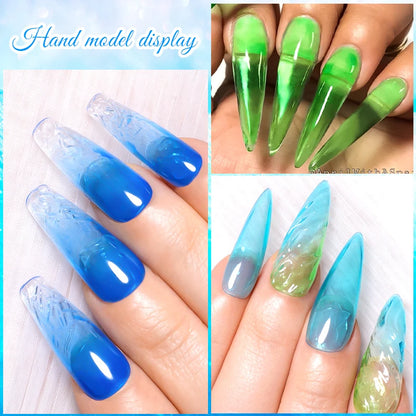 6Pcs Jelly Gel Nail Polish Set Crystal Translucent Candy Color Semi Permanent Varnish Nail Art Soak Off UV LED Gel Polish