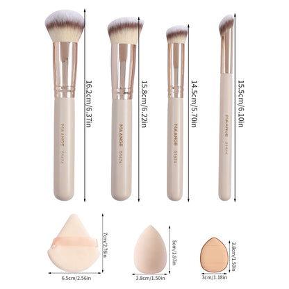 MAANGE 11PCS Makeup Tool Kit 4PCS Makeup Brush Wih Powder Puff Makeup Sponge Finger Air Cushion Puff Concealer Blend Eyeshadow