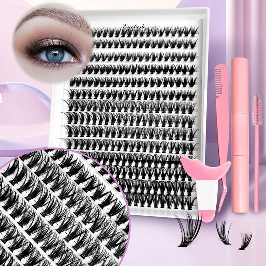 DIY Lash Extension Kit Volume Lash Clusters 30D D Curl Individual Lashes Lash Clusters Kit Thick Eyelash Extension Kit 280pcs