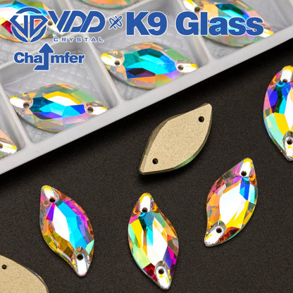 VDD Chamfer AAAAA Top Quality K9 Glass Sew On Rhinestones Sewing Crystal AB Flatback Stone For Clothes Accessories Wedding Dress