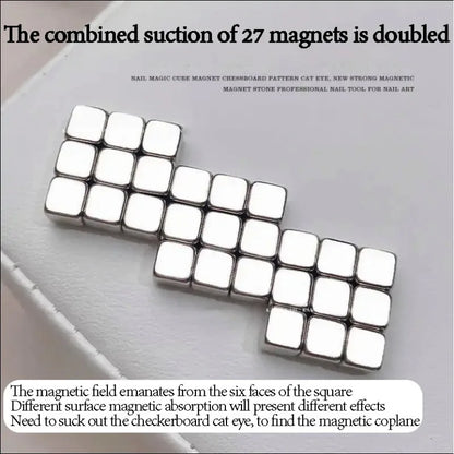 27pcs Cat Eye Magnet Cube for Nails Strong Magnetic Square Stick 9D/5D Cat Eye Gel Polish Line Strip DIY Manicure Design Tool