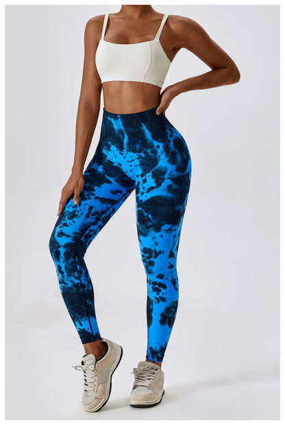 Tie Dye Seamless Yoga Pants Sport Leggings Women High Waist Push Up Woman Tights Fitness Running Workout Leggins Gym Clothing