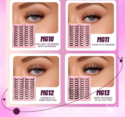 GROINNEYA Russian Strip Lashes 5/20 Pairs 3D Mink Lashes Natural Eyelashes Dramatic False Eyelashes Wholesale Eyelash Extension