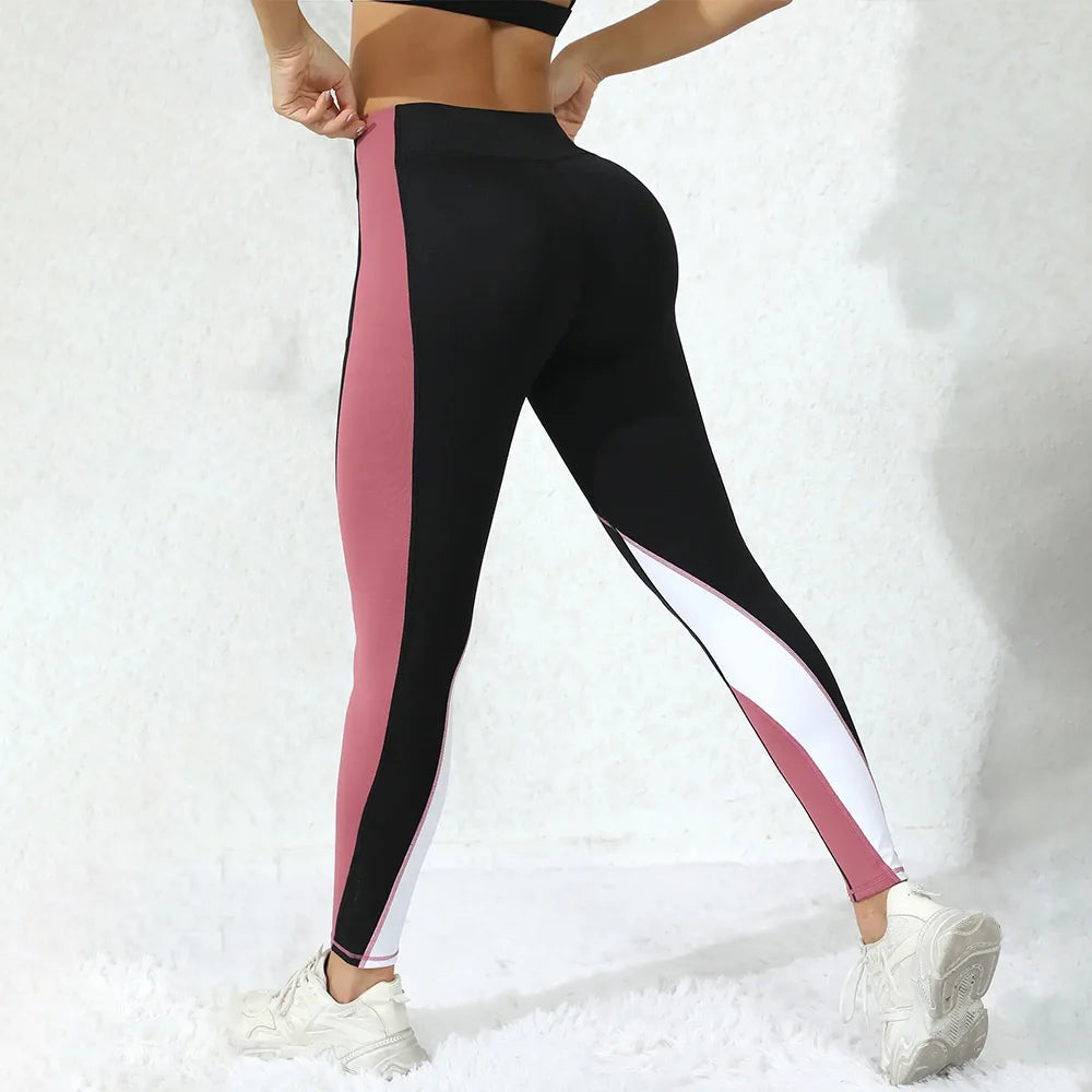 Colorblocked High Waist Yoga Pants with Pockets Leggings for Women Tummy Control Workout Leggings for Women