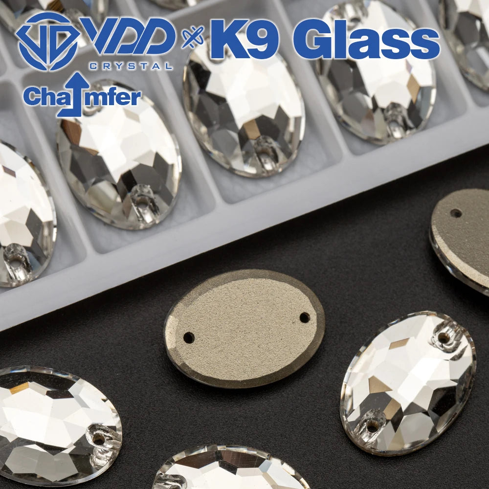 VDD High Quality K9 Glass Sew On Rhinestones Chamfer Sewing Clear Crystal Flatback Stone For Clothes Accessories Wedding Dress